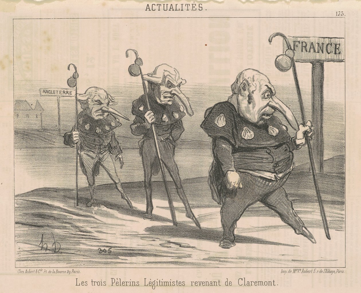 Trzej legitymiści... powracający z Claremont autorstwa Honoré Daumier