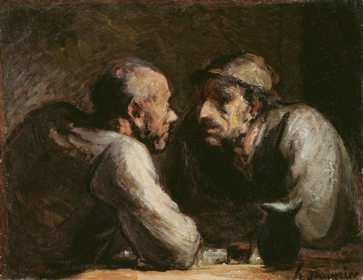 Dwóch pijących autorstwa Honoré Daumier