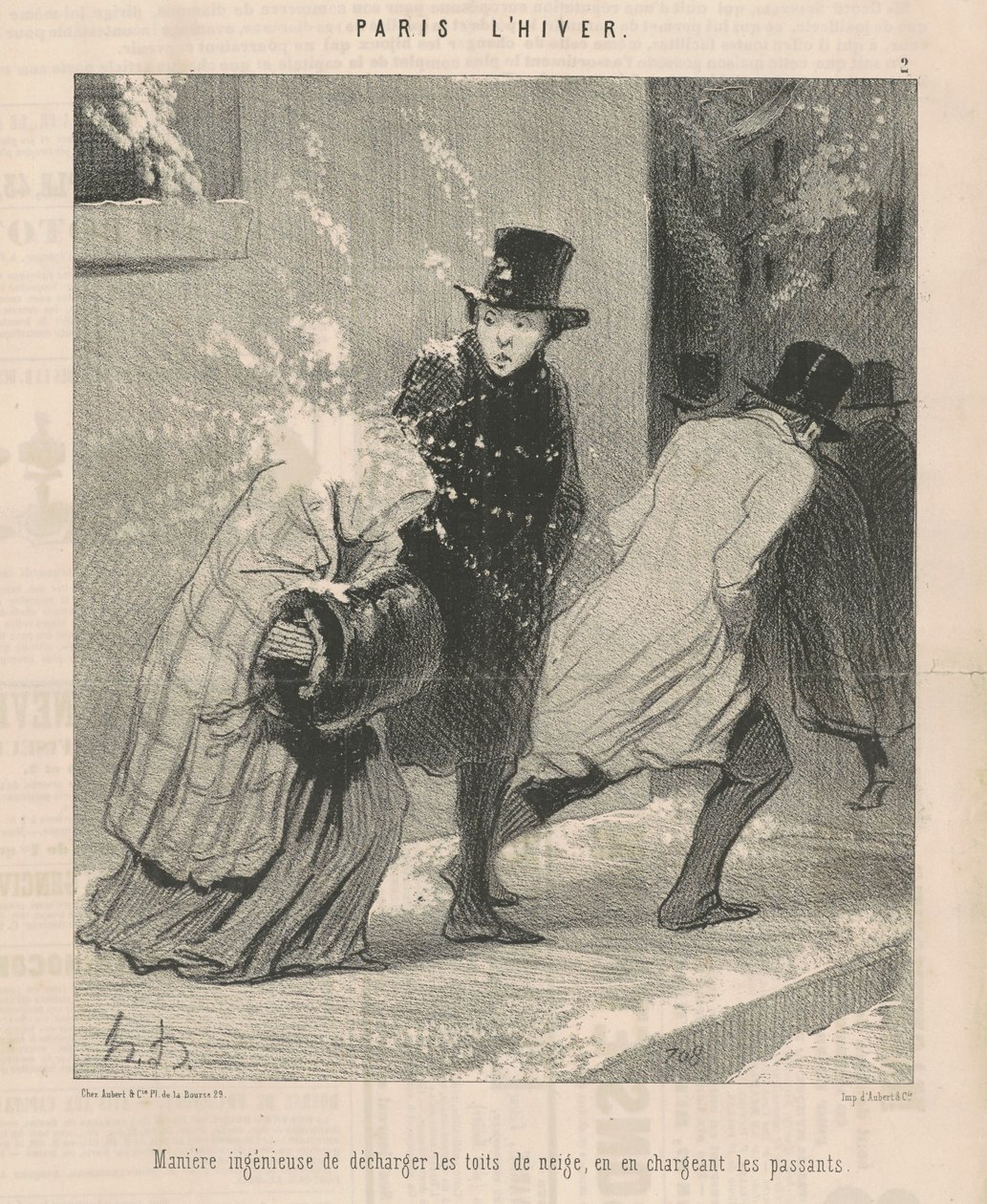Pomysłowy sposób na rozładunek dachów... autorstwa Honoré Daumier
