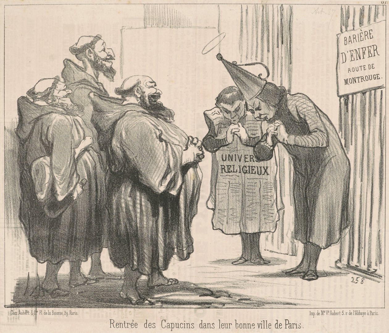 Powrót kapucynów do... Paryża autorstwa Honoré Daumier