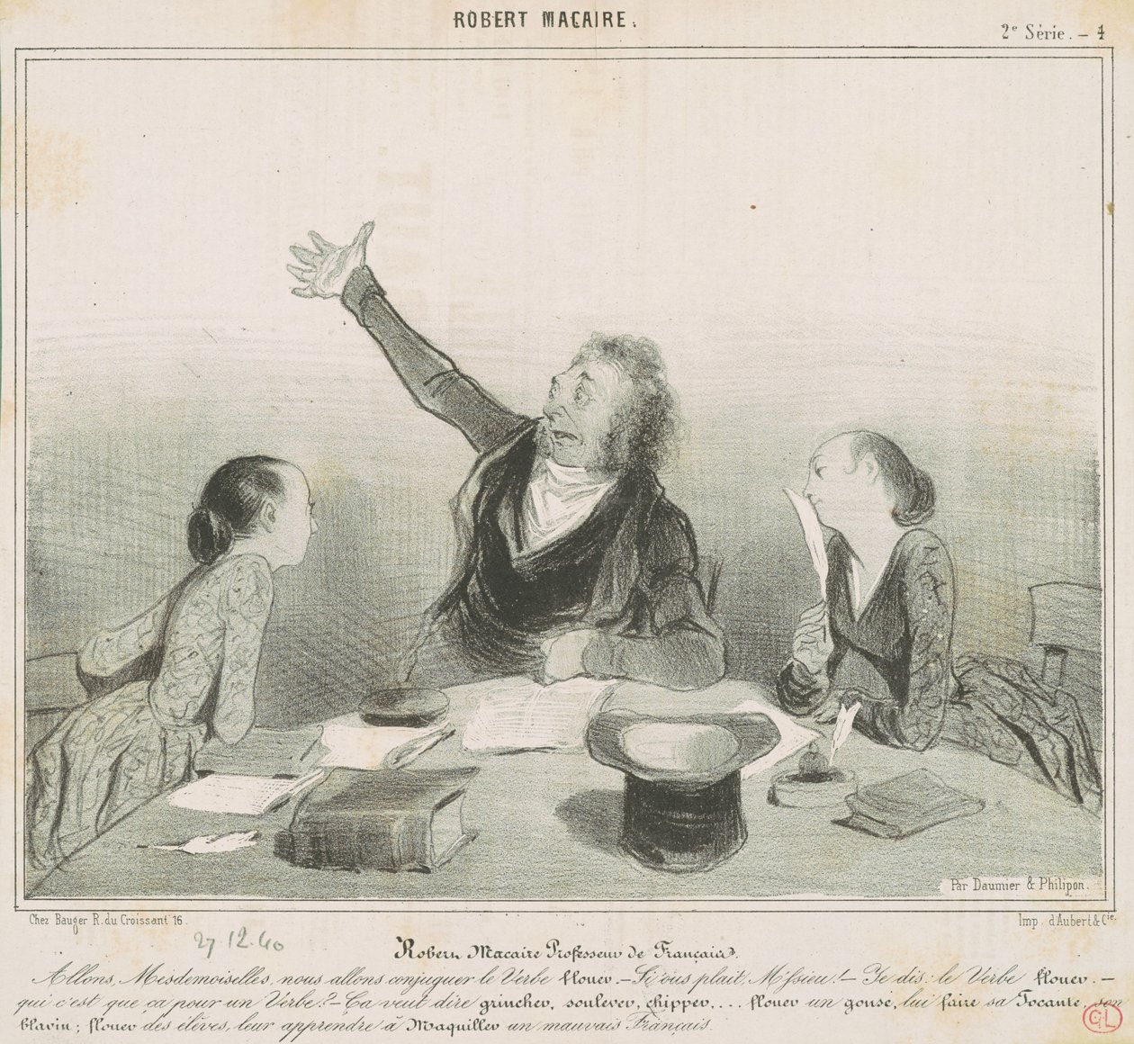 Robert Macaire nauczyciel francuskiego autorstwa Honoré Daumier