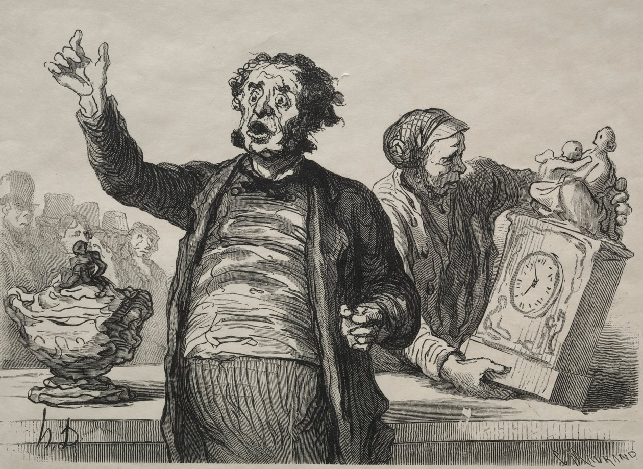 Sala aukcyjna: Krzyk miasta. autorstwa Honoré Daumier