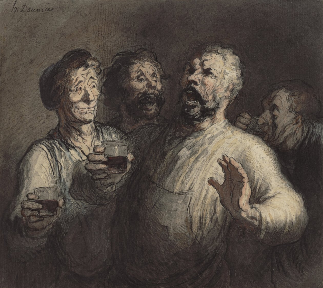 Pijący, ok. 1860 autorstwa Honoré Daumier