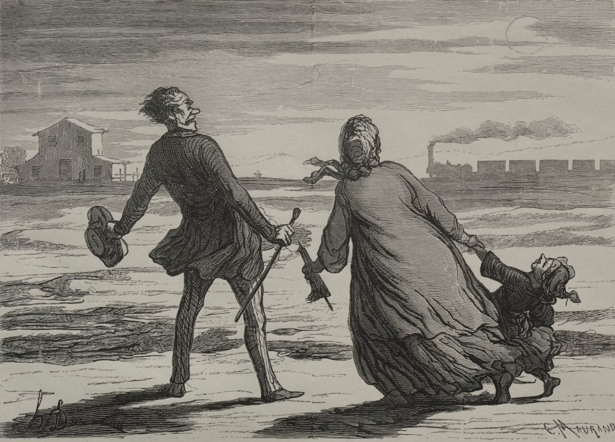 Kolej: za późno. autorstwa Honoré Daumier
