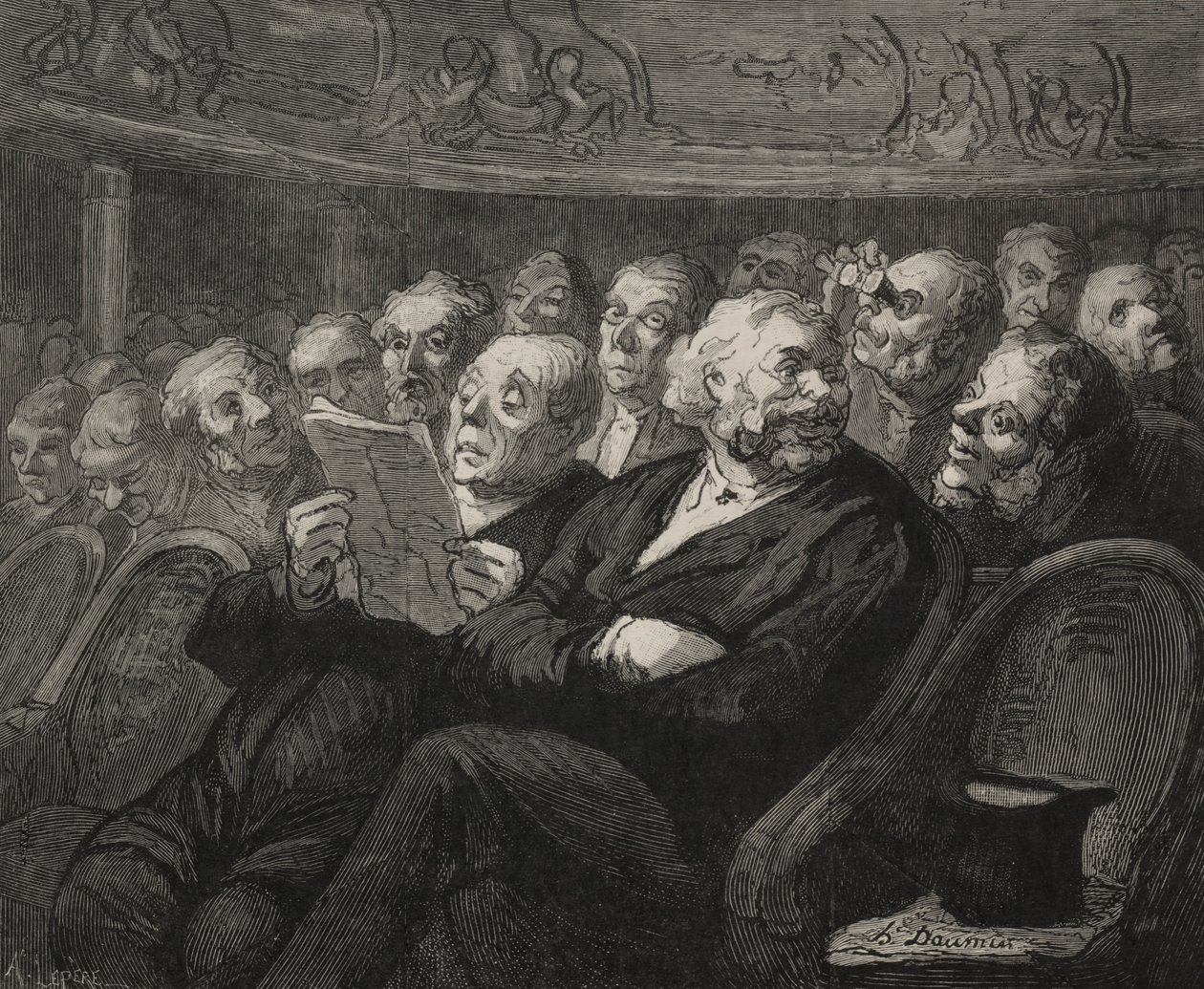Teatr: Orkiestra Pit. autorstwa Honoré Daumier