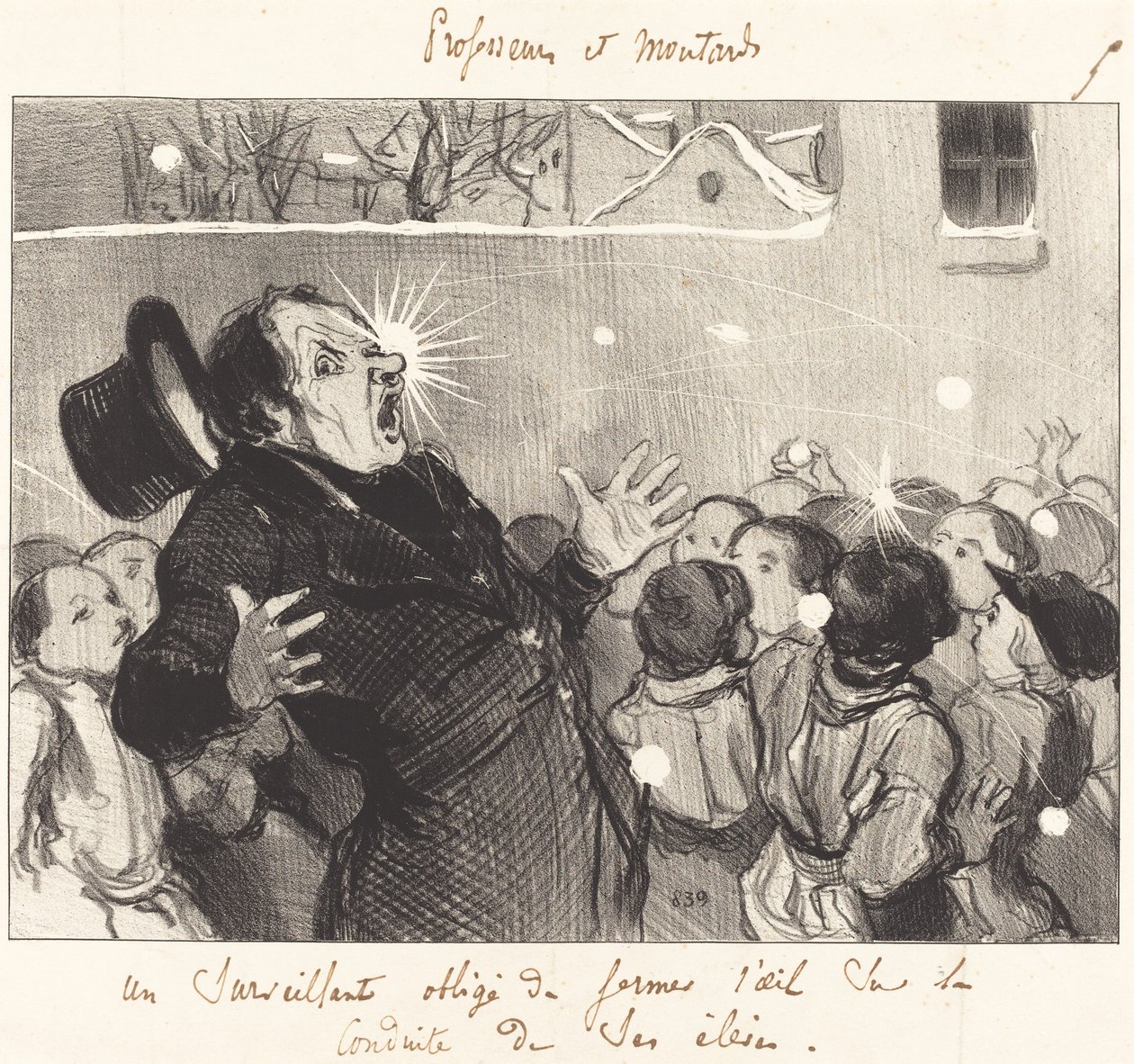 Nadzorca zmuszony do przymykania oczu... autorstwa Honoré Daumier