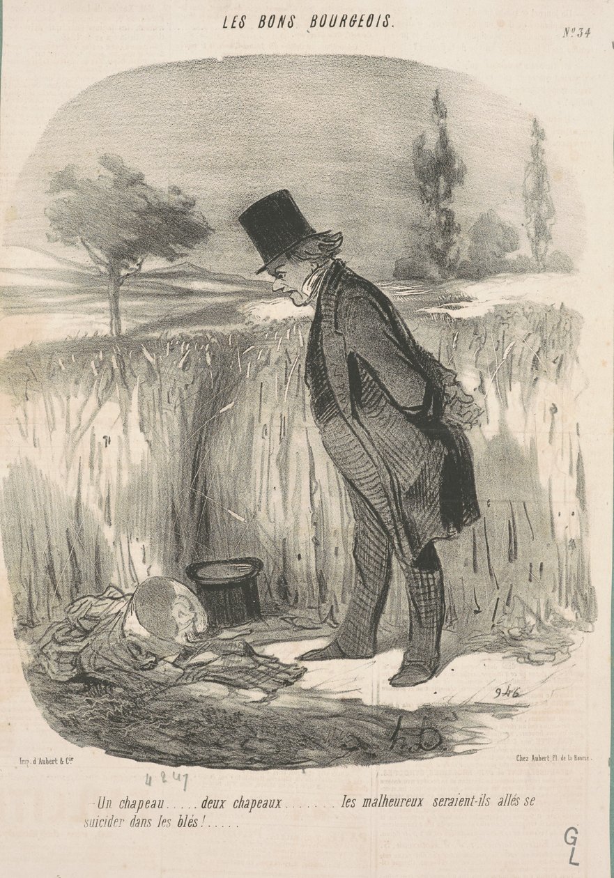 Jedna czapka... dwie czapki... nieszczęśnicy... autorstwa Honoré Daumier