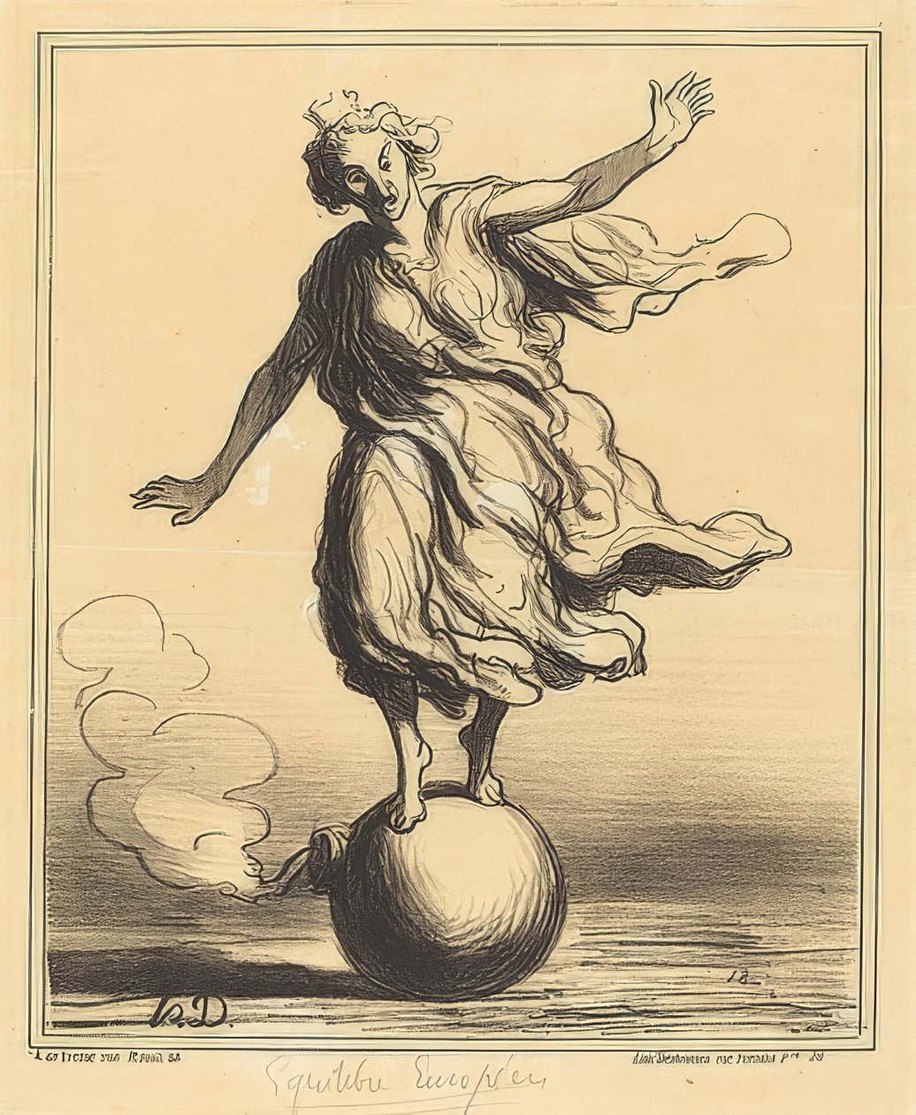 Équilibre Européen / The European Equilibrium. 1867 autorstwa Honoré Daumier
