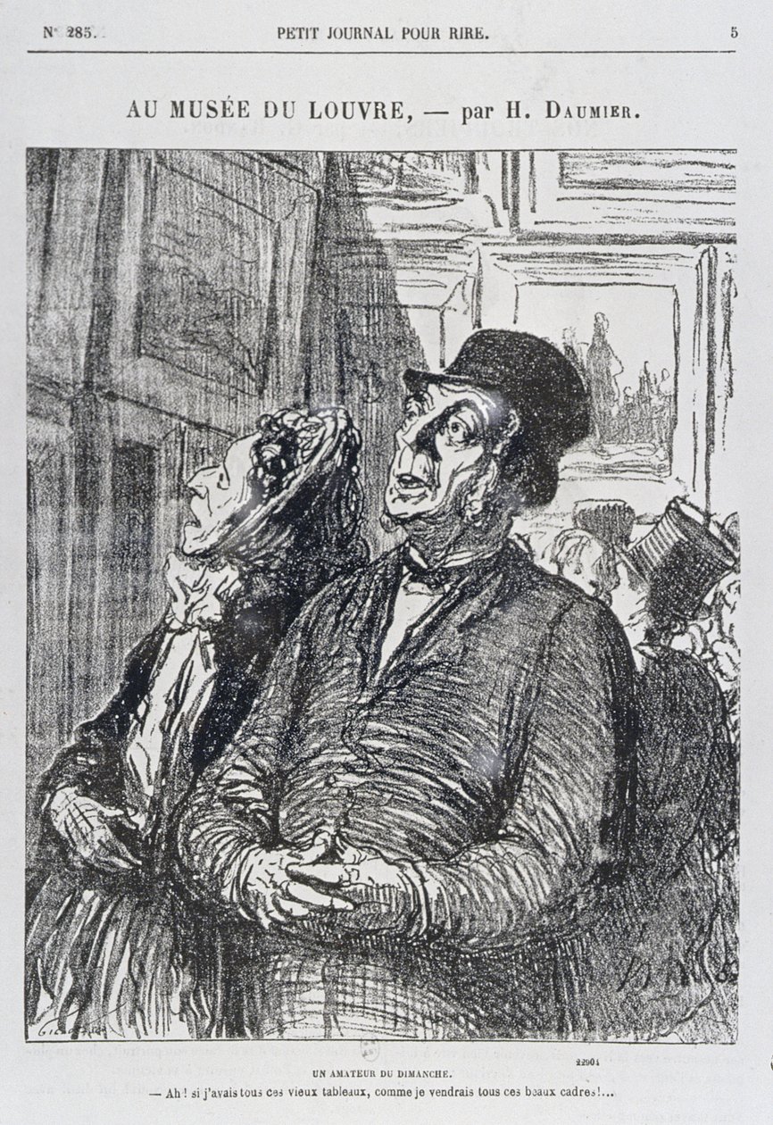 W Luwrze, niedzielny amator, z „Petit Journal pour Rire”, 1865 autorstwa Honoré Daumier