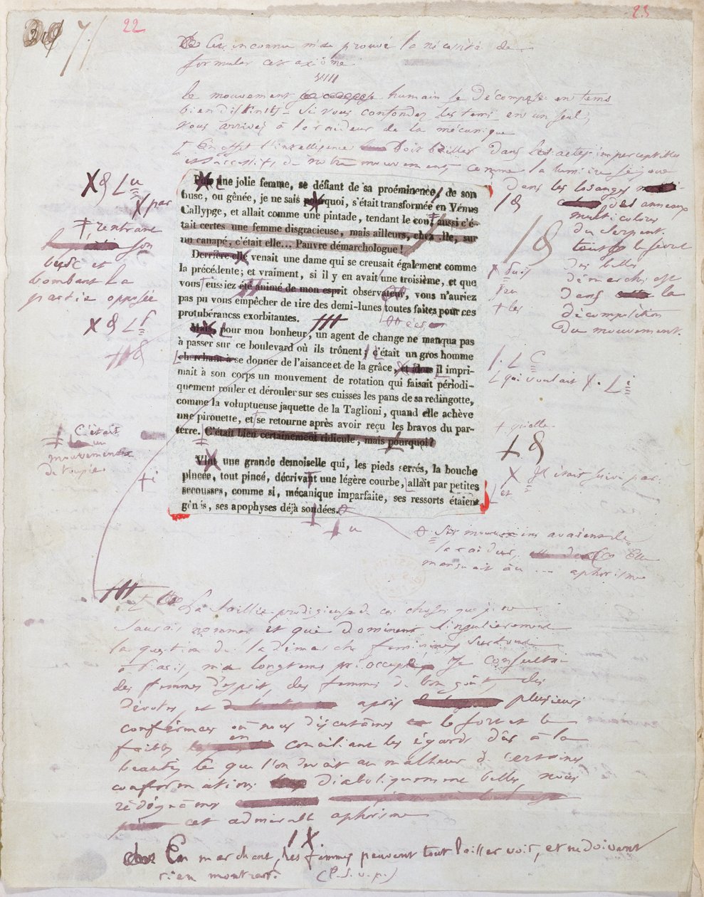 Proof strony drukowanej z adnotacjami autora autorstwa Honore de Balzac