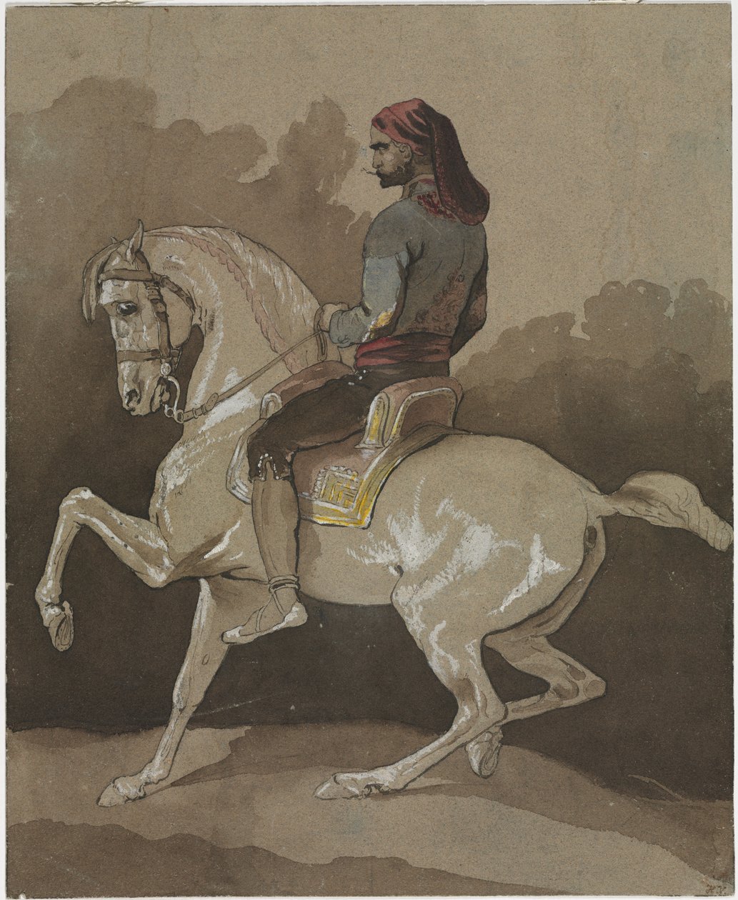 Arab na koniu, XIX wiek. autorstwa Emile Jean Horace Vernet
