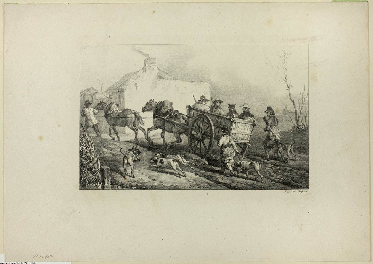 Łowcy autorstwa Emile Jean Horace Vernet