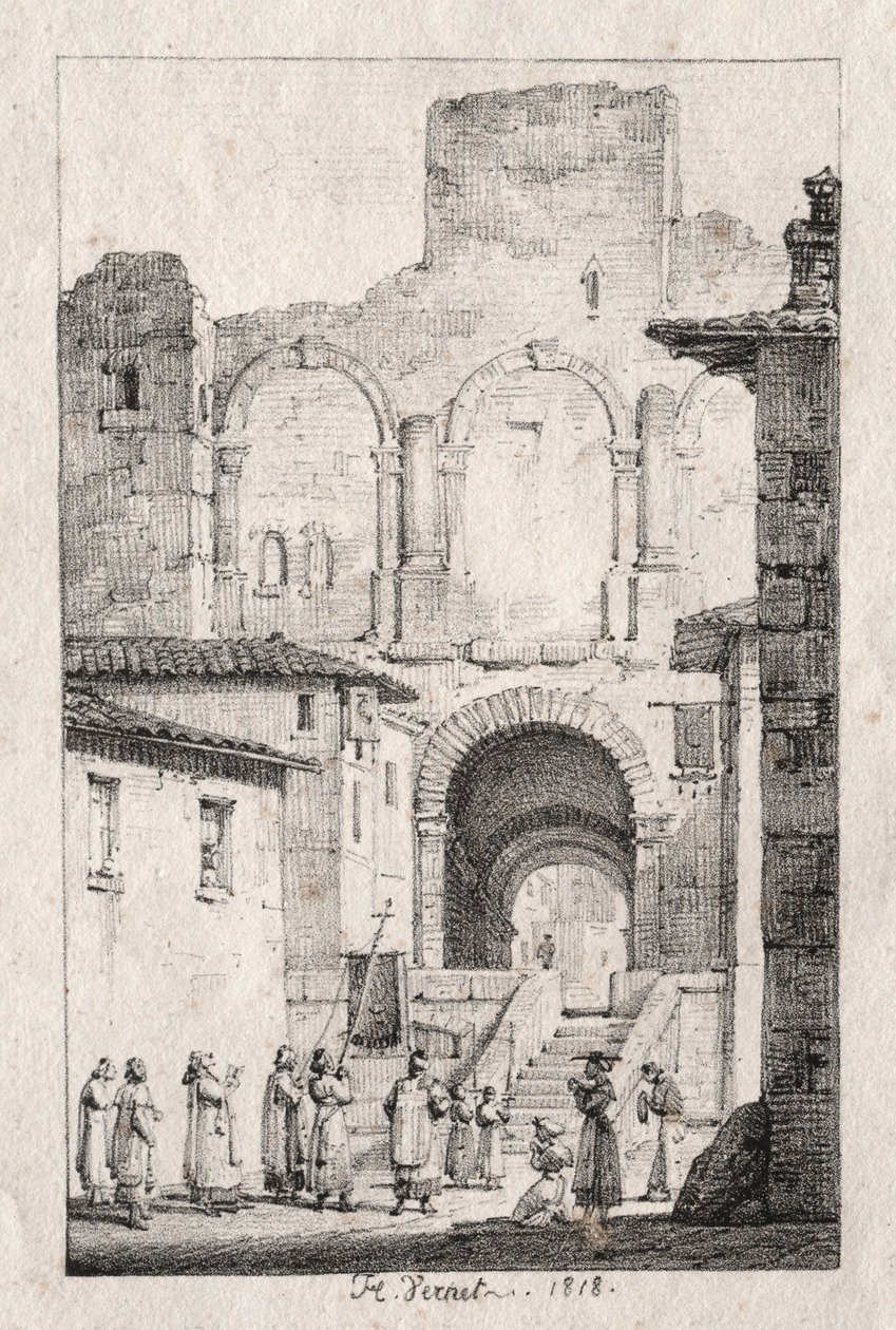 Procesja w Arles, 1918. autorstwa Emile Jean Horace Vernet