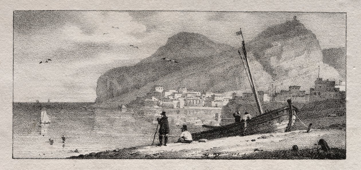 Widok na port morski autorstwa Emile Jean Horace Vernet