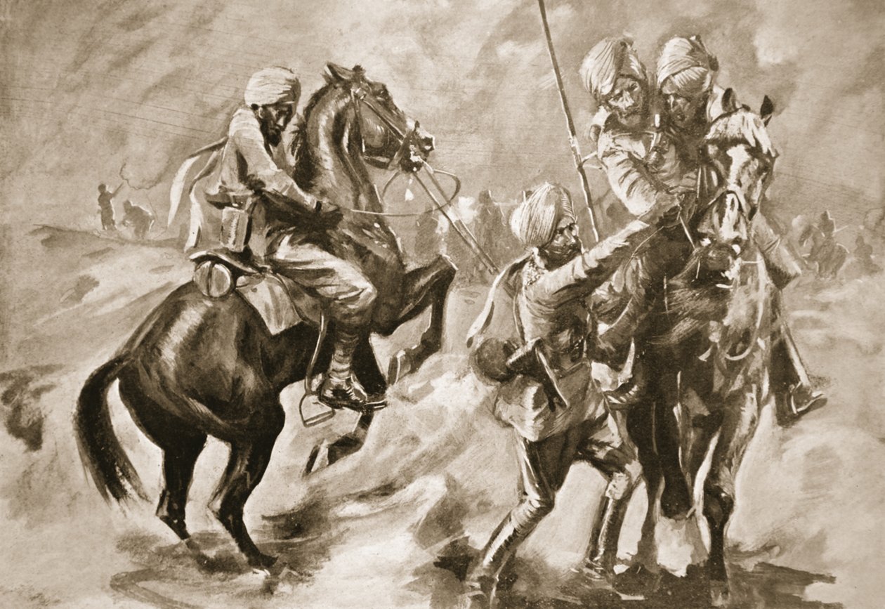 Risaldar Faiz Muhammad Khan i sowar ratujący dwóch rannych sepojów autorstwa Howard K. Elcock