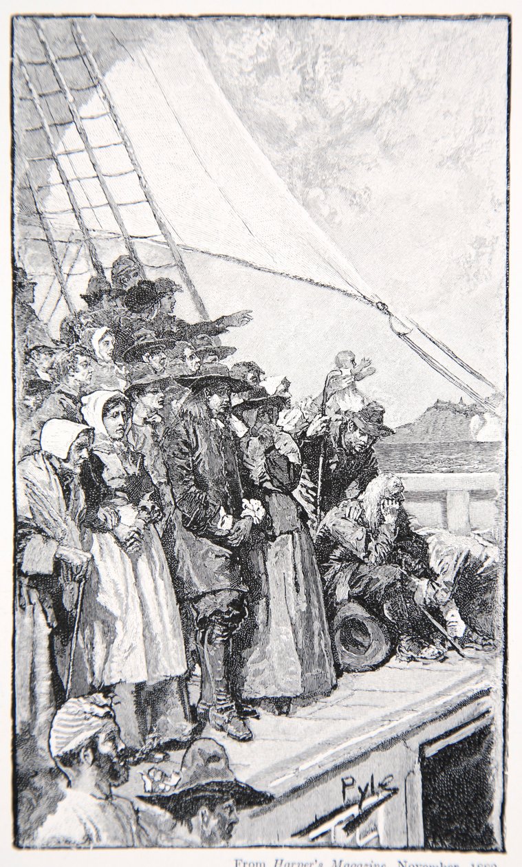 Wypłynięcie statku "Welcome" do Nowego Świata, sierpień 1682 r. autorstwa Howard Pyle
