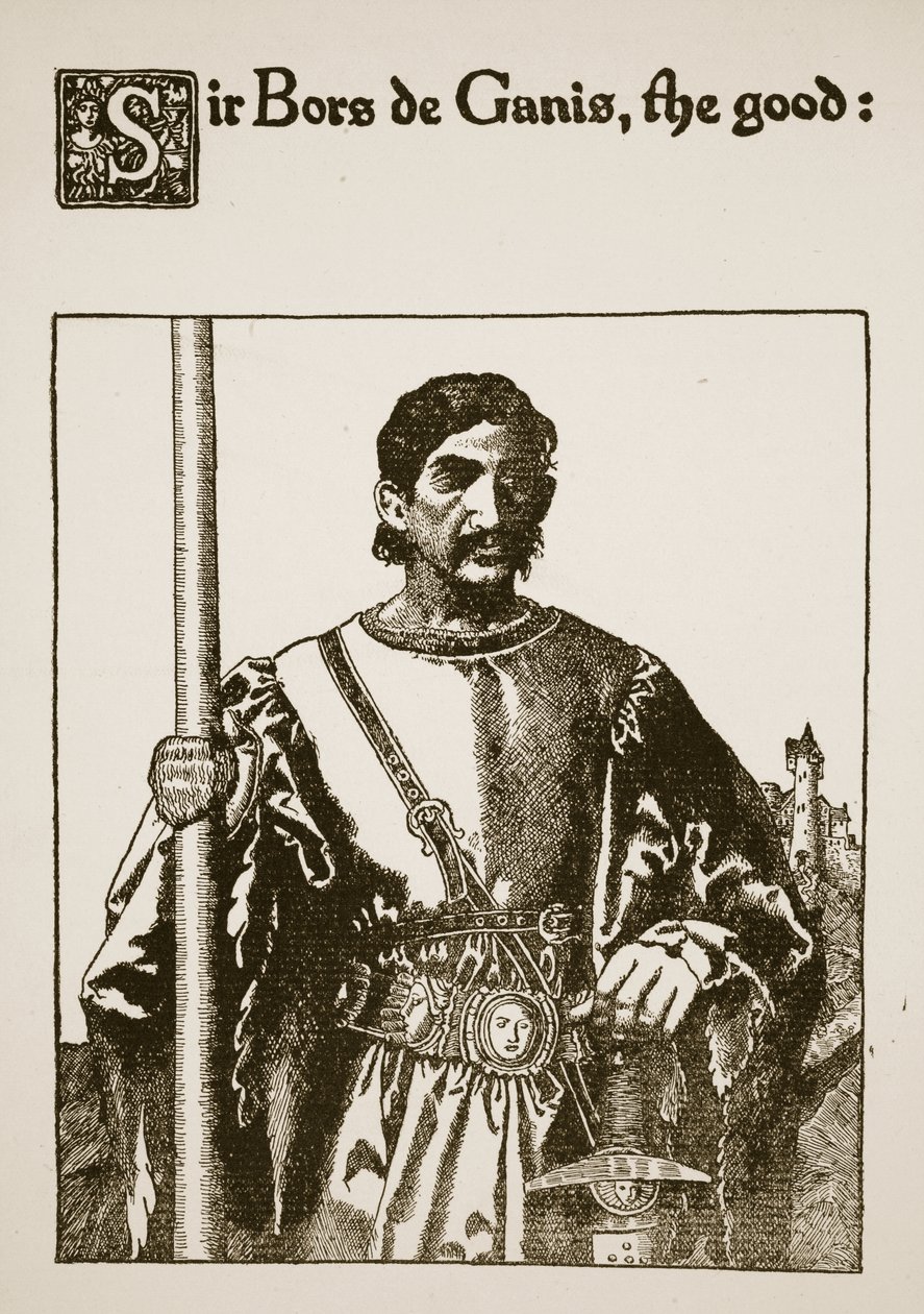 Sir Bors de Ganis, dobry, ilustracja z „Historii Sir Launcelota i jego towarzyszy”, 1907 autorstwa Howard Pyle