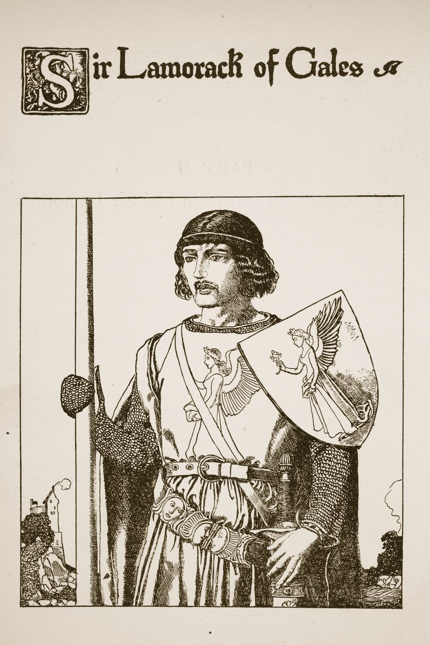 Sir Lamorack of Gales, ilustracja z "Opowieści o mistrzach Okrągłego Stołu". autorstwa Howard Pyle