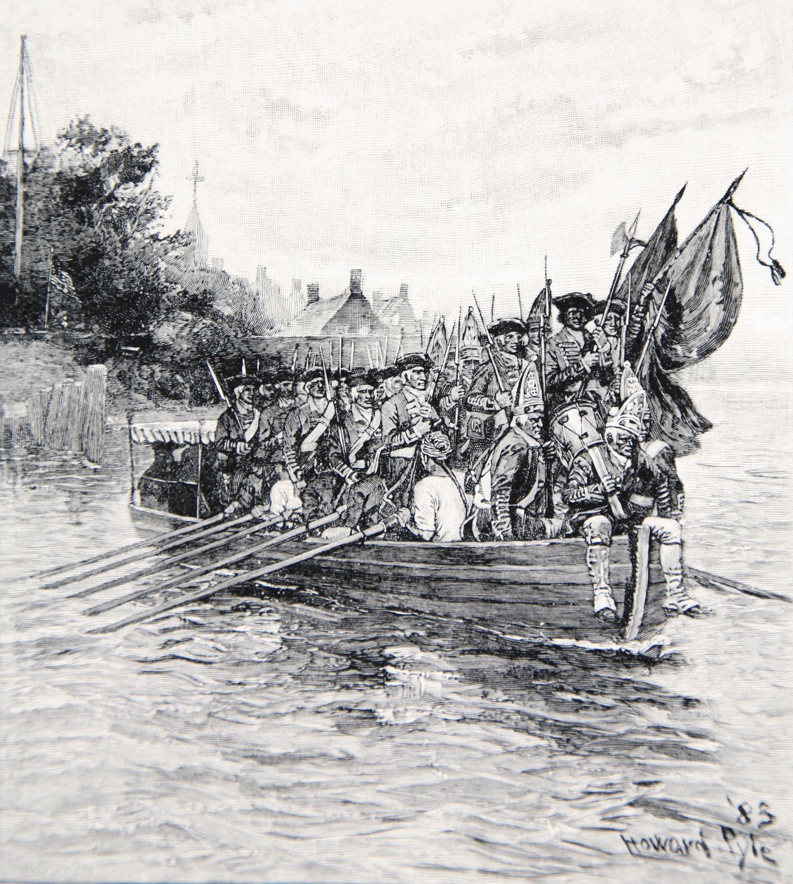 Ostatni statek z Brytyjczykami opuszczającymi Nowy Jork autorstwa Howard Pyle