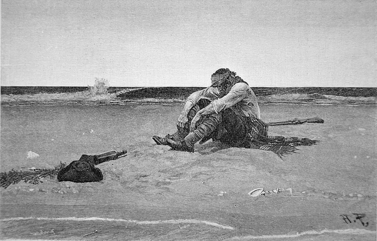 Pirat uwięziony na bezludnej wyspie autorstwa Howard (after) Pyle