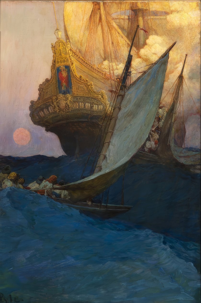 Atak na galeon autorstwa Howard Pyle