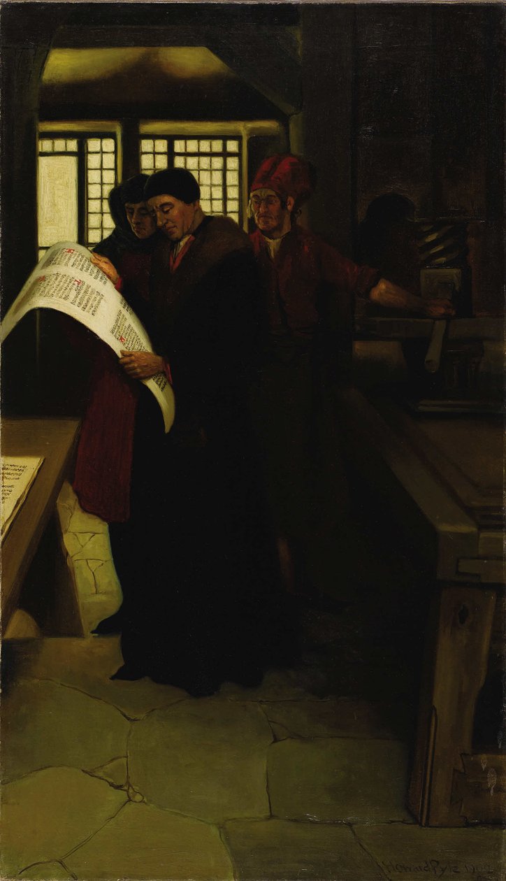 Gutenberg w prasie, 1902. autorstwa Howard Pyle