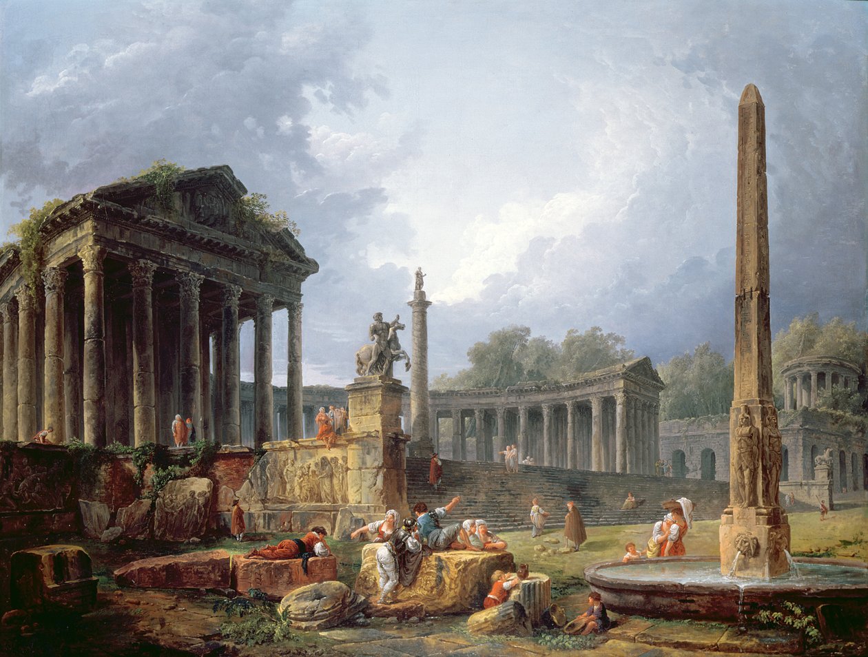 Kaprys architektoniczny z obeliskiem, 1768 autorstwa Hubert Robert