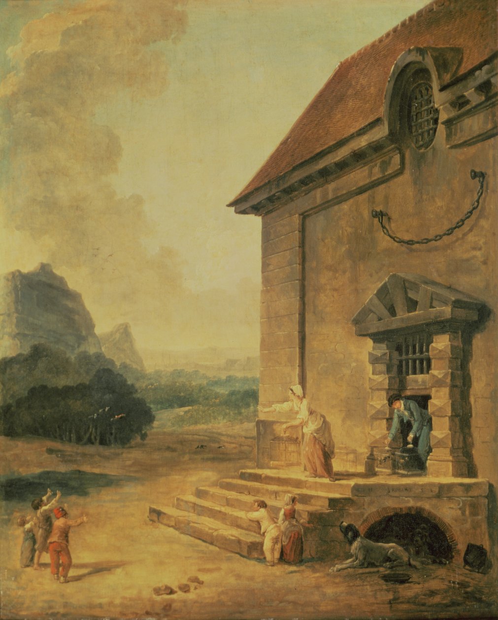 Uwolnić ptaki, 1794 autorstwa Hubert Robert