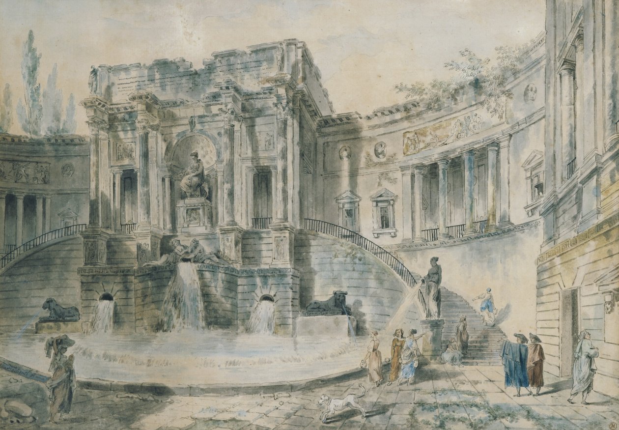 Krajobraz z ruinami (akwarela) autorstwa Hubert Robert