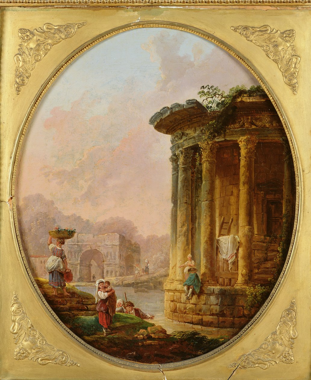 Świątynia Westy i Łuk Janusa Quadrifons autorstwa Hubert Robert