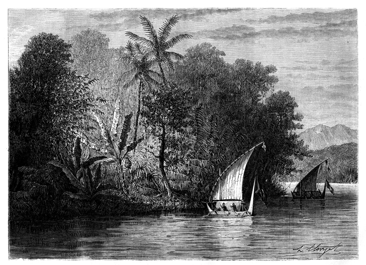 Widok na Celebes, Indonezja, XIX wiek. autorstwa Hubert Clerget