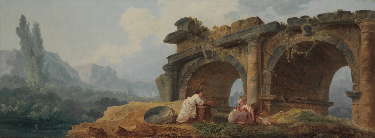 Łuki w ruinach (olej na płótnie) autorstwa Hubert Robert