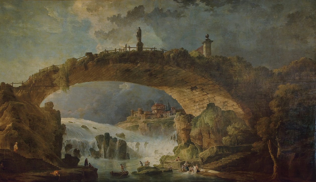 Most nad wodospadami autorstwa Hubert Robert