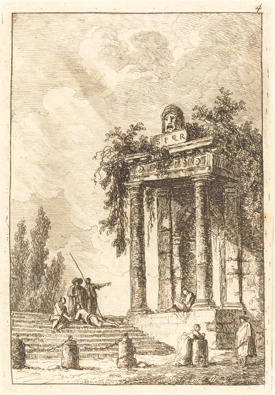 Kroki do czterech punktów orientacyjnych autorstwa Hubert Robert