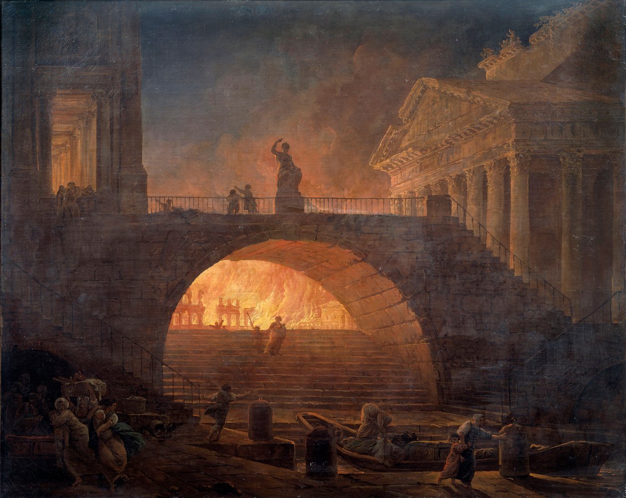 Pożar Rzymu autorstwa Hubert Robert