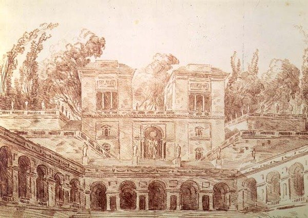 Villa Farnese, Rzym (rysunek) autorstwa Hubert Robert