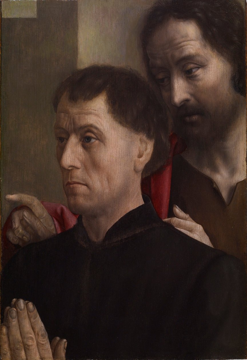 Portret mężczyzny na modlitwie ze św. Janem Chrzcicielem autorstwa Hugo van der Goes