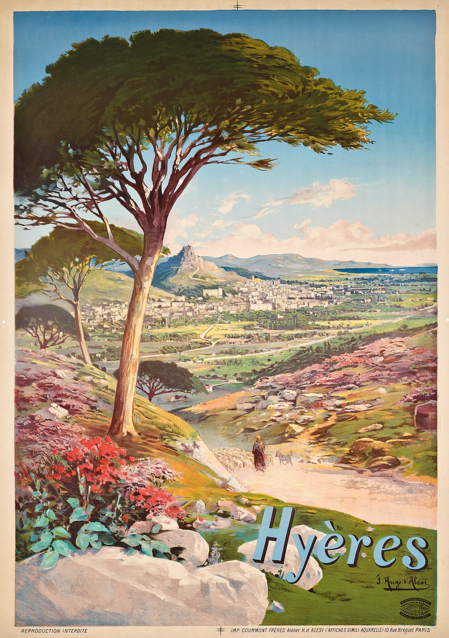 Plakat reklamujący Hyeres, Francja, 1900 autorstwa Hugo d Alesi