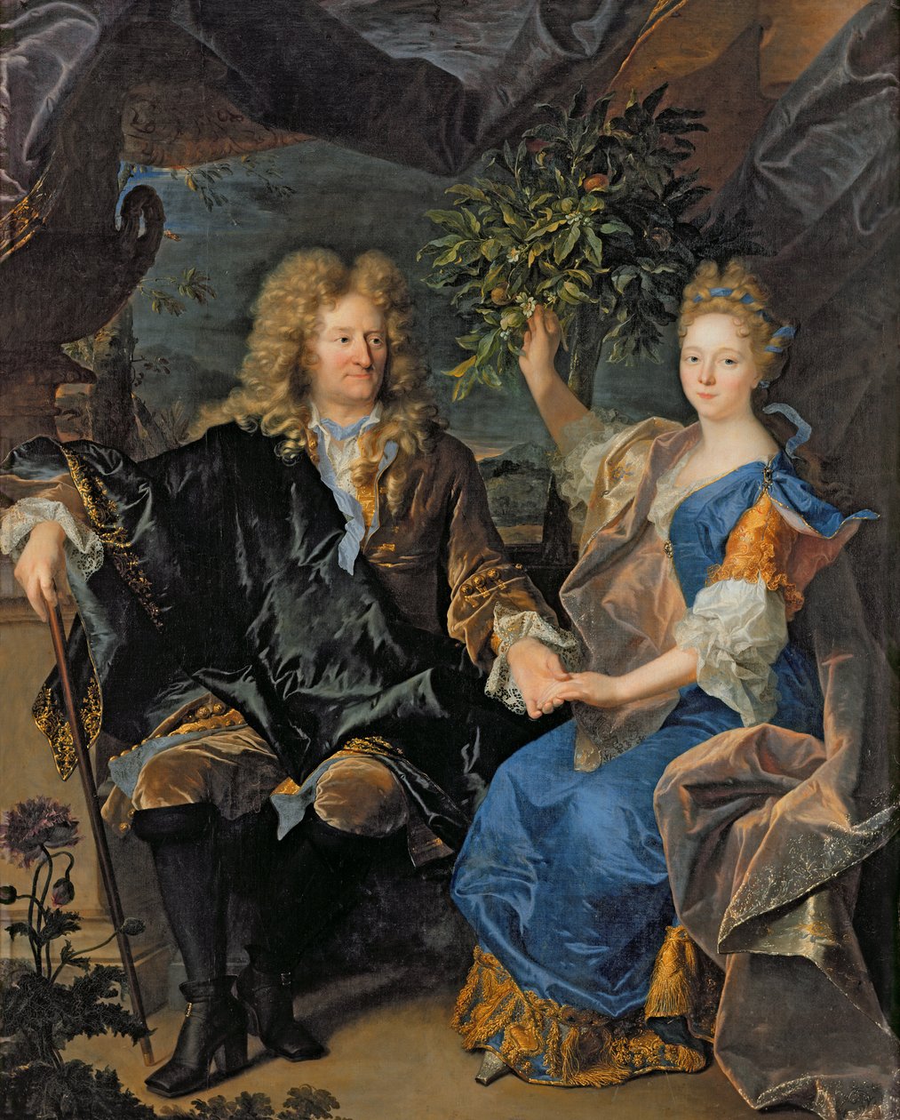 Hrabia Jan-Andrezj Morszstyn (1619-93) i jego córka Izabela Morszstyn-Czartoryski, księżna Klevan, 1693 autorstwa Hyacinthe Francois Rigaud