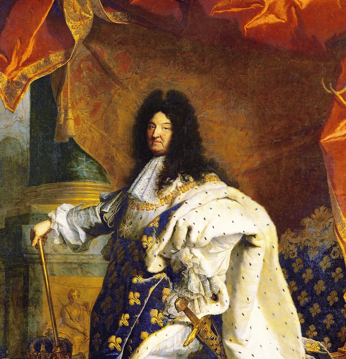 Ludwik XIV w stroju królewskim, 1701 (detal 59867) autorstwa Hyacinthe Francois Rigaud
