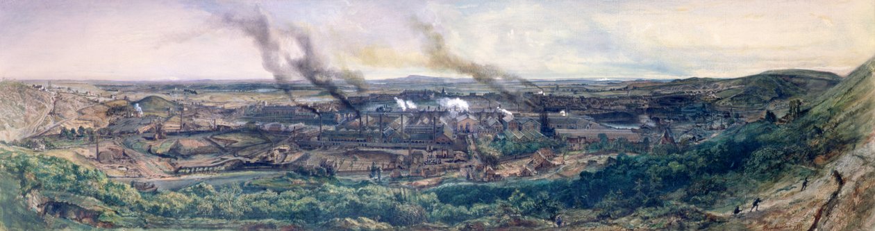 Fabryki w Le Creusot w 1848, 1855 (olej na papierze) (patrz szczegół 157311) autorstwa Ignace Francois Bonhomme