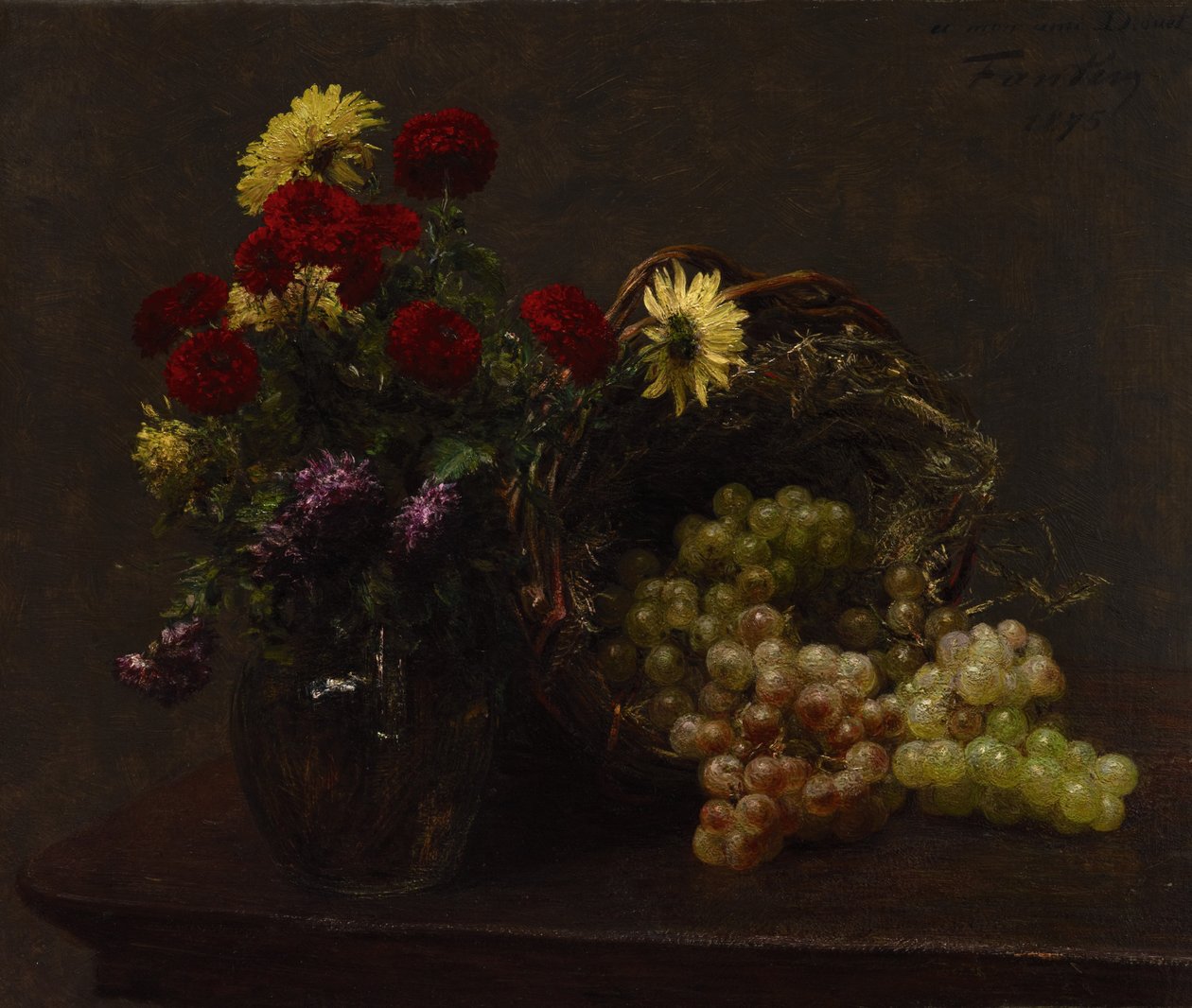 Kwiaty i winogrona autorstwa Ignace Henri Jean Fantin Latour