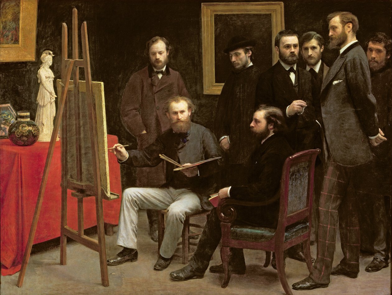 Studio w Batignolles, 1870 autorstwa Ignace Henri Jean Fantin Latour