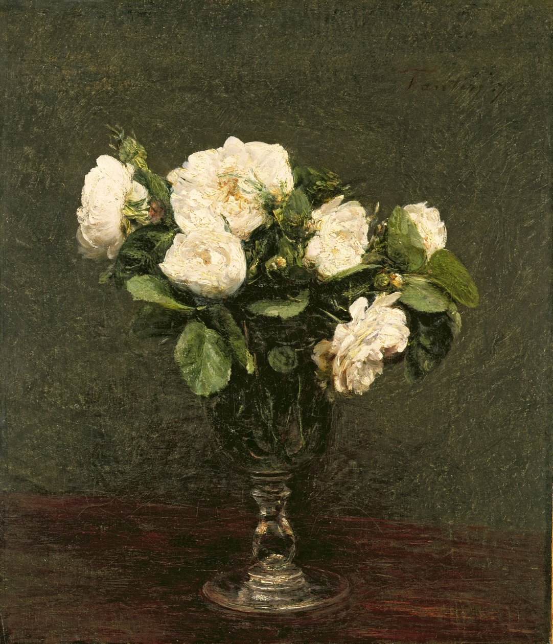 Białe róże, 1875 autorstwa Ignace Henri Jean Fantin Latour