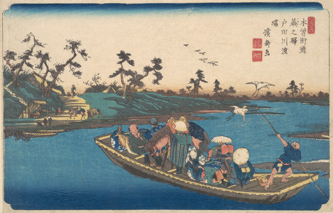 Sok Bracken, przekraczający rzekę Tokio, ? 1838. autorstwa Ikeda Eisen