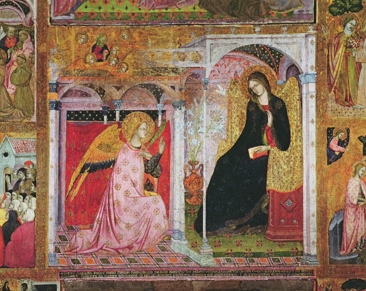 Zwiastowanie, fresk z Porcjunkuli, 1393 r. autorstwa Ilario da Viterbo