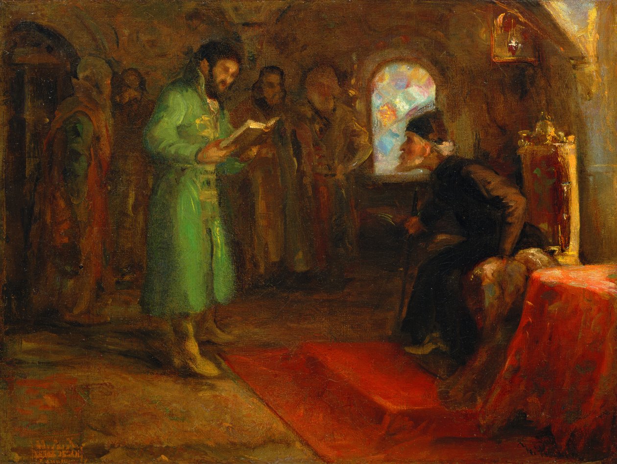 Borys Godunow z Iwanem Groźnym autorstwa Ilya Efimovich Repin
