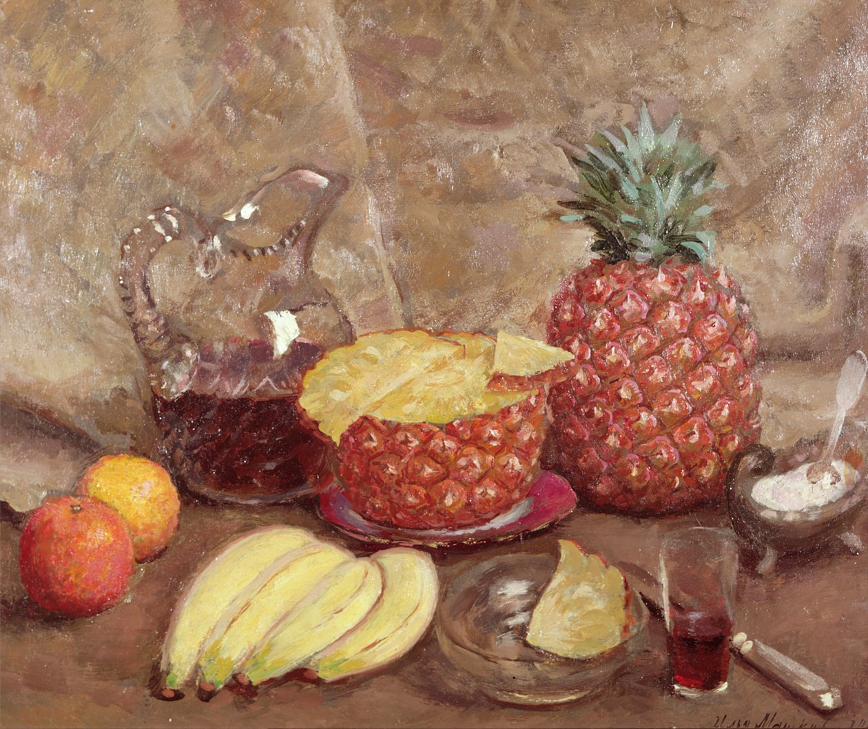 Martwa natura z ananasami, 1938 autorstwa Ilya Ivanovich Mashkov
