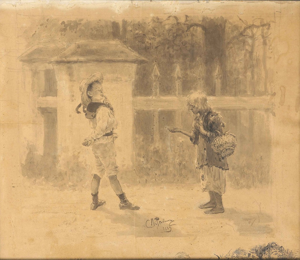 Dziewczyna błagająca, 1889 autorstwa Ilya Efimovich Repin