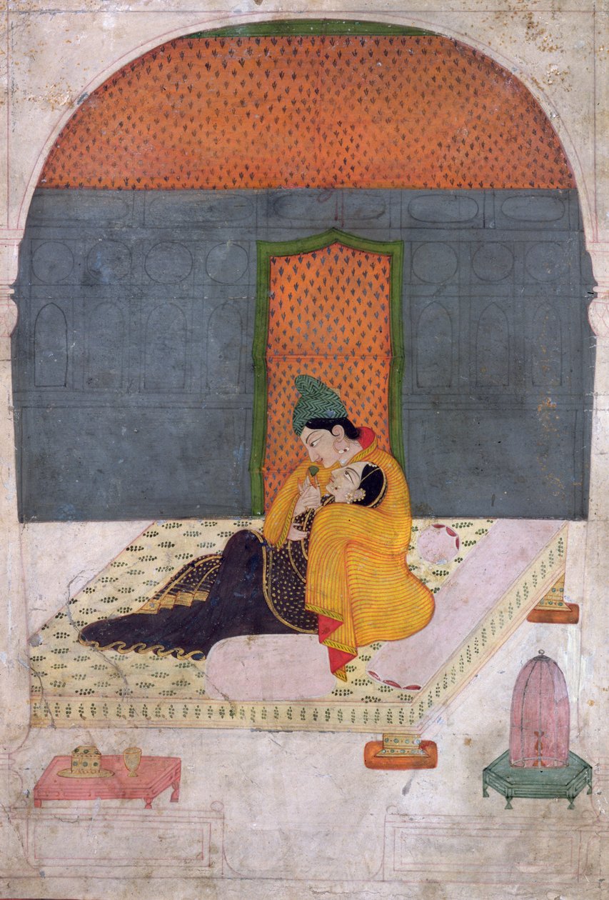 Kochankowie na tarasie, Garhwal, ok.1780-1800 autorstwa Indian School